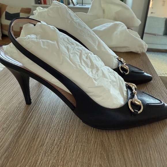 GUCCI Leather Horsebit slingback pump heels women’s (new) - Picture 3 of 7